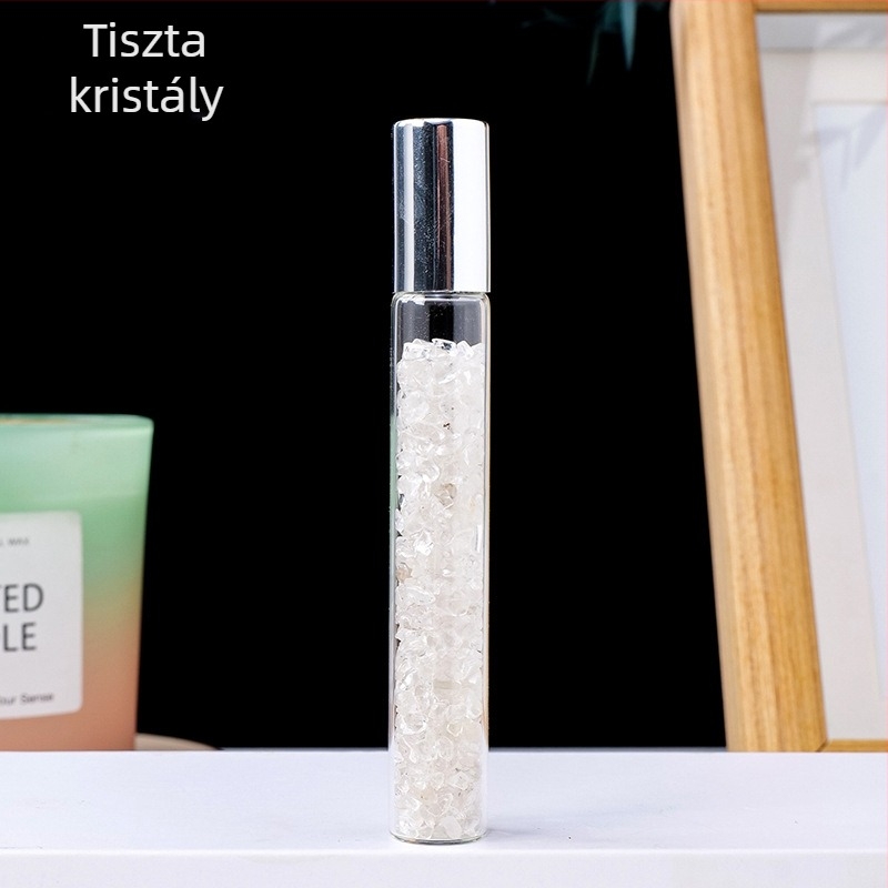 Kristály parfümös üveg – Runke jewelry márka, dizájn: kristály nyers kő, csomagolás: PP zacskó egyenként, stílus: modern minimalist
