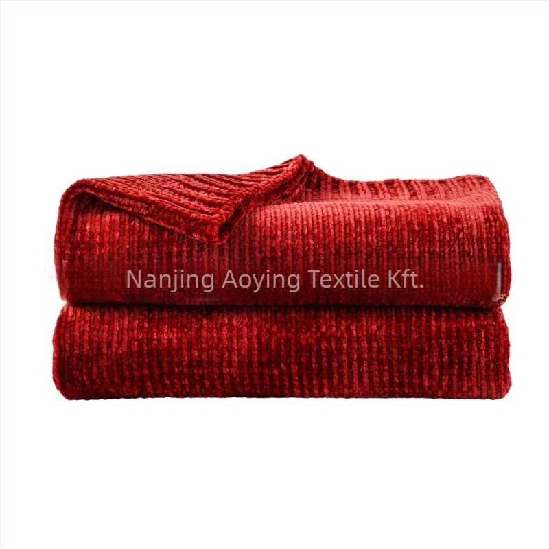 Chenille pléd kanapéhoz, poliészter, vastag kötés, egyszínű, 860–910 g, testreszabható