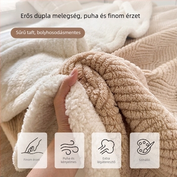 Kétrétegű korall fleece jacquard pléd, vastag téli használatra, irodai kanapéra