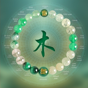 Női öt elem karkötő, természetes citrin kristály, kézzel készített, eredeti dizájn