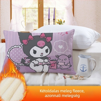 Kétoldalas Kuromi gyerekeknek párnahuzat, fleece béléssel, digitális nyomtatás, 100% poliészter