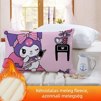 Kétoldalas Kuromi gyerekeknek párnahuzat, fleece béléssel, digitális nyomtatás, 100% poliészter