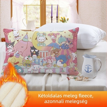 Kétoldalas Kuromi gyerekeknek párnahuzat, fleece béléssel, digitális nyomtatás, 100% poliészter