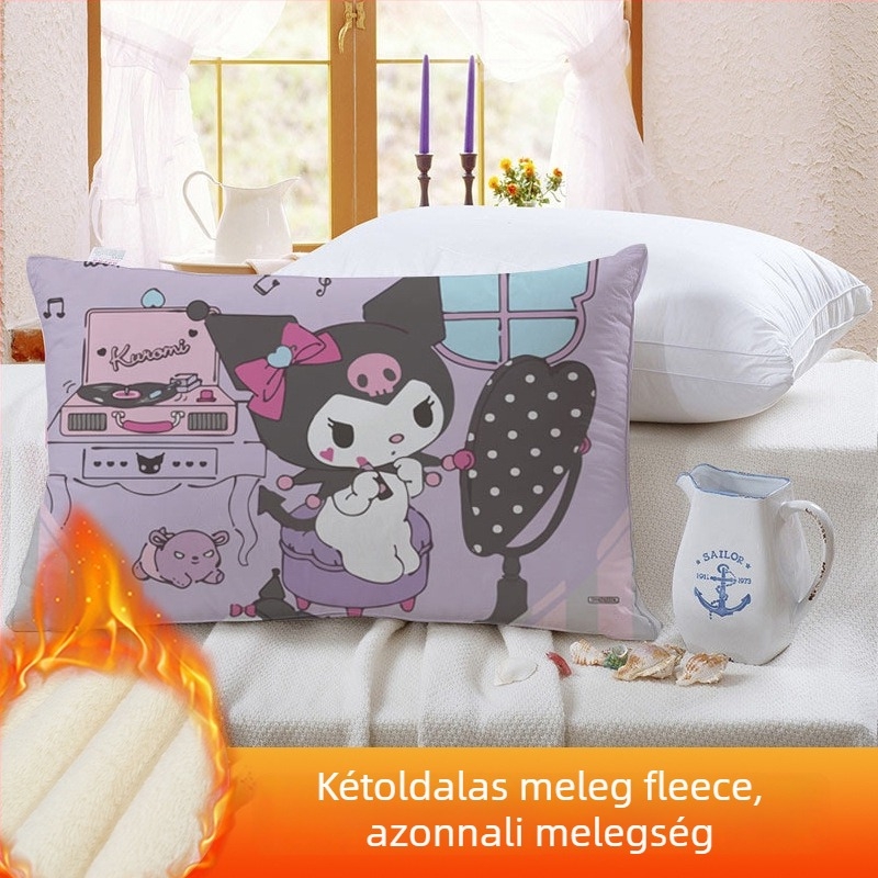 Kétoldalas Kuromi gyerekeknek párnahuzat, fleece béléssel, digitális nyomtatás, 100% poliészter