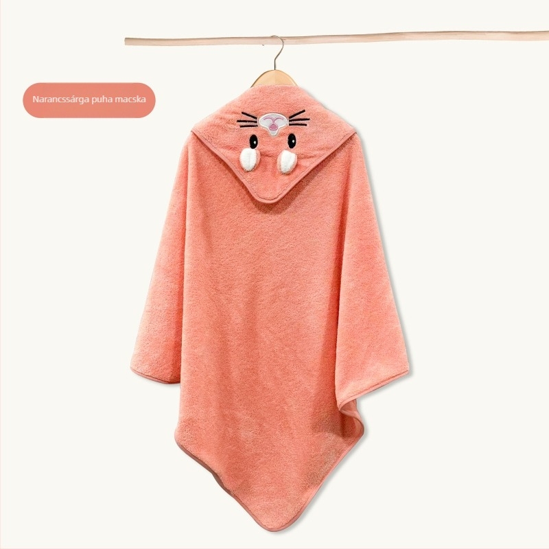 Gyerekeknek szóló fürdőköntös korall fleece anyagból, kapucnival, nedvszívó, gyorsan száradó, 200-300 g, testreszabható