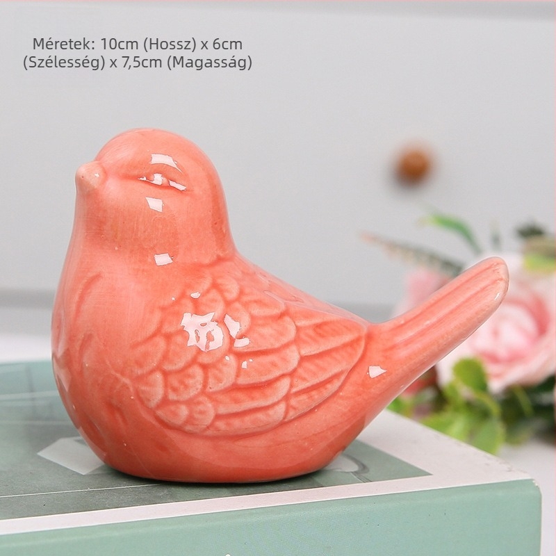 Kerámiából készült aranyos madárszobor, modern minimalist stílusú otthoni dekoráció, nappaliba és dolgozószobába, TV-állvány dekoráció