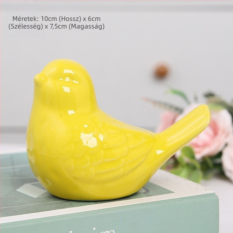 Kerámiából készült aranyos madárszobor, modern minimalist stílusú otthoni dekoráció, nappaliba és dolgozószobába, TV-állvány dekoráció