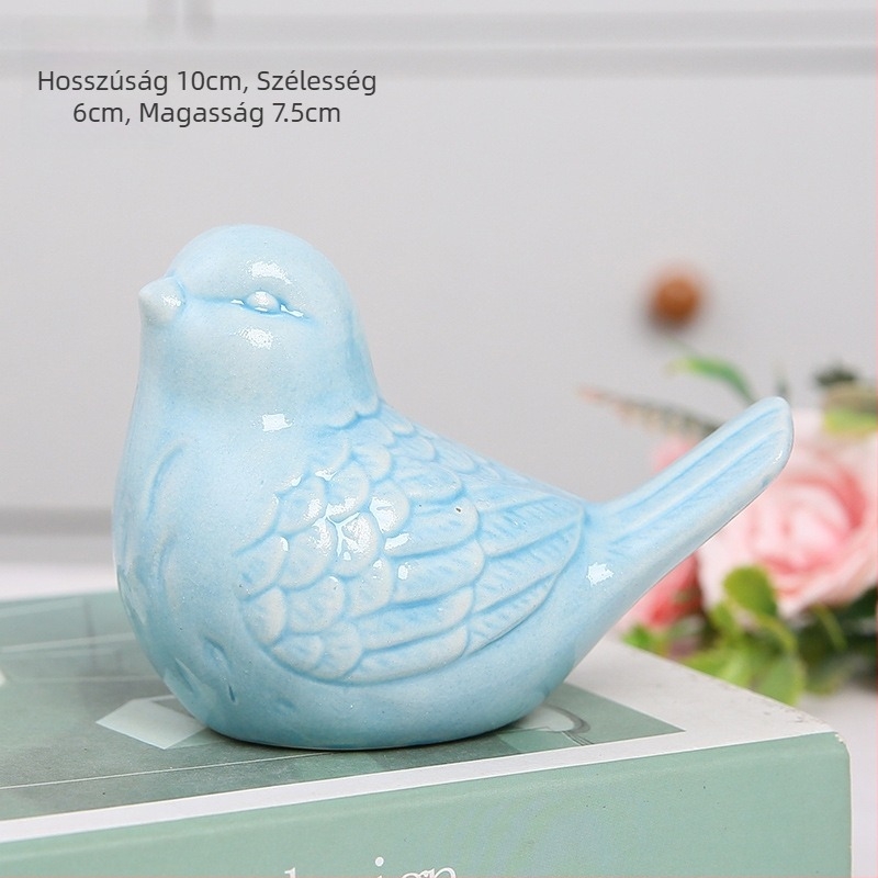 Kerámiából készült aranyos madárszobor, modern minimalist stílusú otthoni dekoráció, nappaliba és dolgozószobába, TV-állvány dekoráció