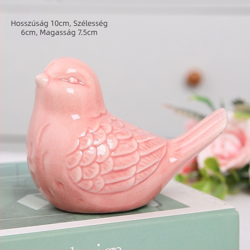 Kerámiából készült aranyos madárszobor, modern minimalist stílusú otthoni dekoráció, nappaliba és dolgozószobába, TV-állvány dekoráció