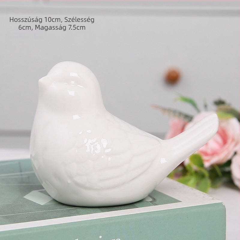 Kerámiából készült aranyos madárszobor, modern minimalist stílusú otthoni dekoráció, nappaliba és dolgozószobába, TV-állvány dekoráció