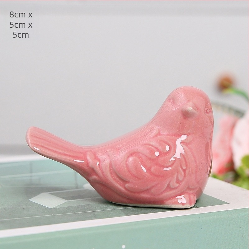 Kerámiából készült aranyos madárszobor, modern minimalist stílusú otthoni dekoráció, nappaliba és dolgozószobába, TV-állvány dekoráció