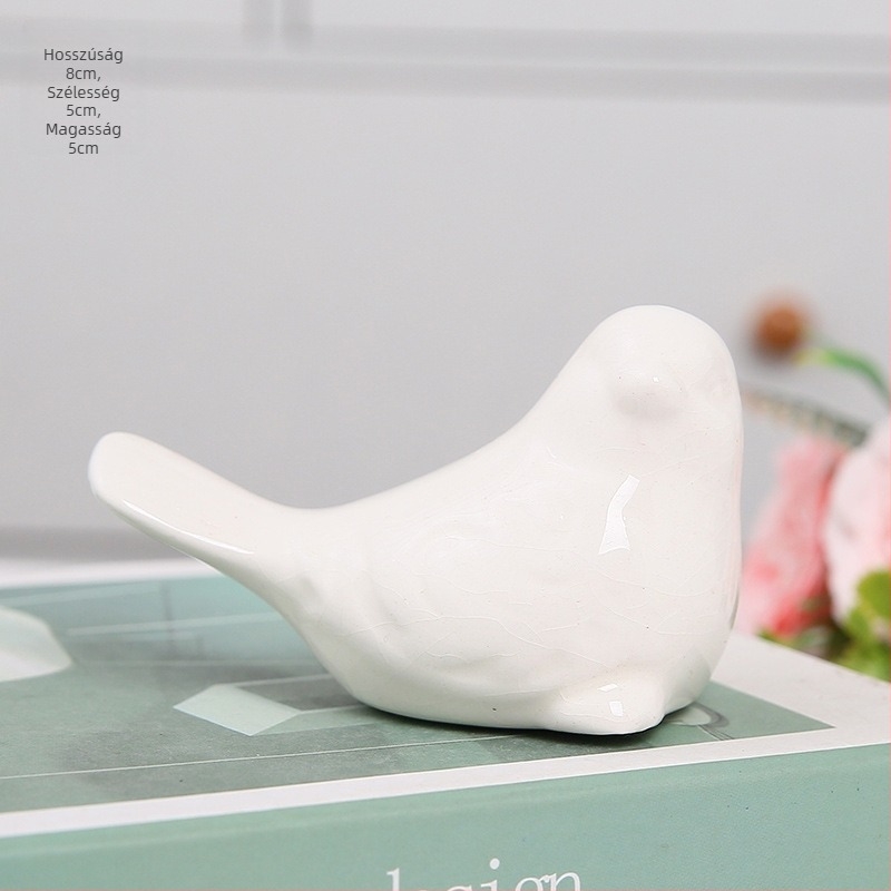 Kerámiából készült aranyos madárszobor, modern minimalist stílusú otthoni dekoráció, nappaliba és dolgozószobába, TV-állvány dekoráció