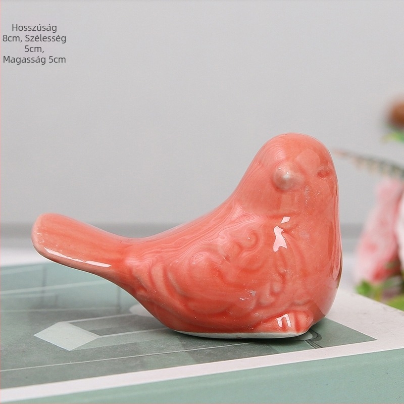 Kerámiából készült aranyos madárszobor, modern minimalist stílusú otthoni dekoráció, nappaliba és dolgozószobába, TV-állvány dekoráció