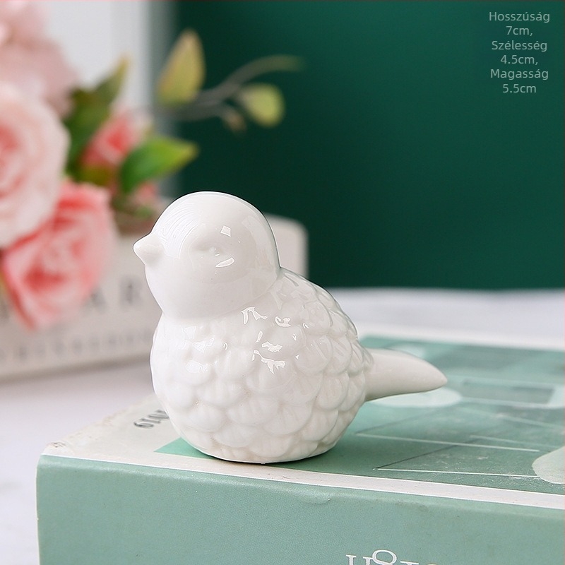 Kerámiából készült aranyos madárszobor, modern minimalist stílusú otthoni dekoráció, nappaliba és dolgozószobába, TV-állvány dekoráció