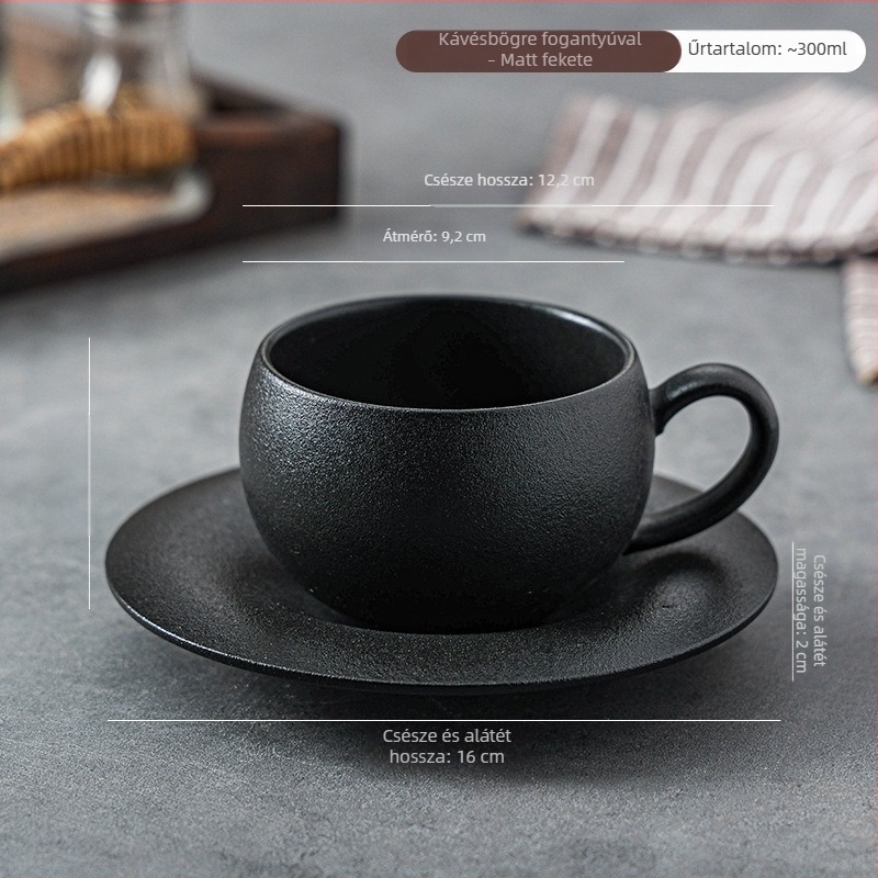 Kézben tartható retro porcelán kávéscsésze, latte art, könnyed luxus stílus, 300 ml