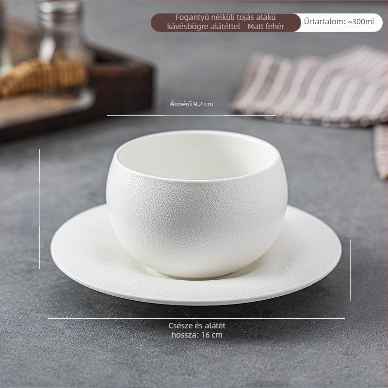 Kézben tartható retro porcelán kávéscsésze, latte art, könnyed luxus stílus, 300 ml