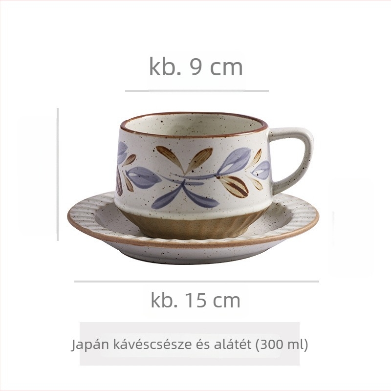 Kerámia kávéscsésze virágos mintával, retro stílusú, két darabos készlet, mikrózható és hőálló