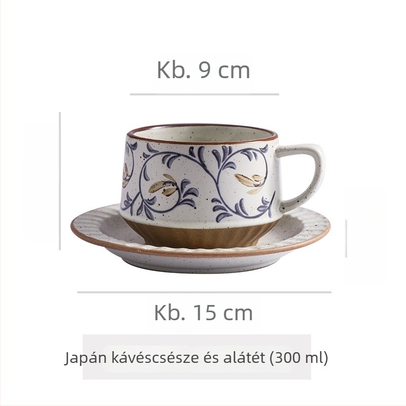 Kerámia kávéscsésze virágos mintával, retro stílusú, két darabos készlet, mikrózható és hőálló