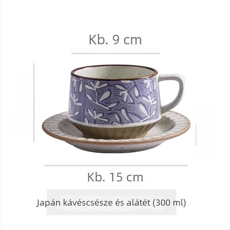 Kerámia kávéscsésze virágos mintával, retro stílusú, két darabos készlet, mikrózható és hőálló