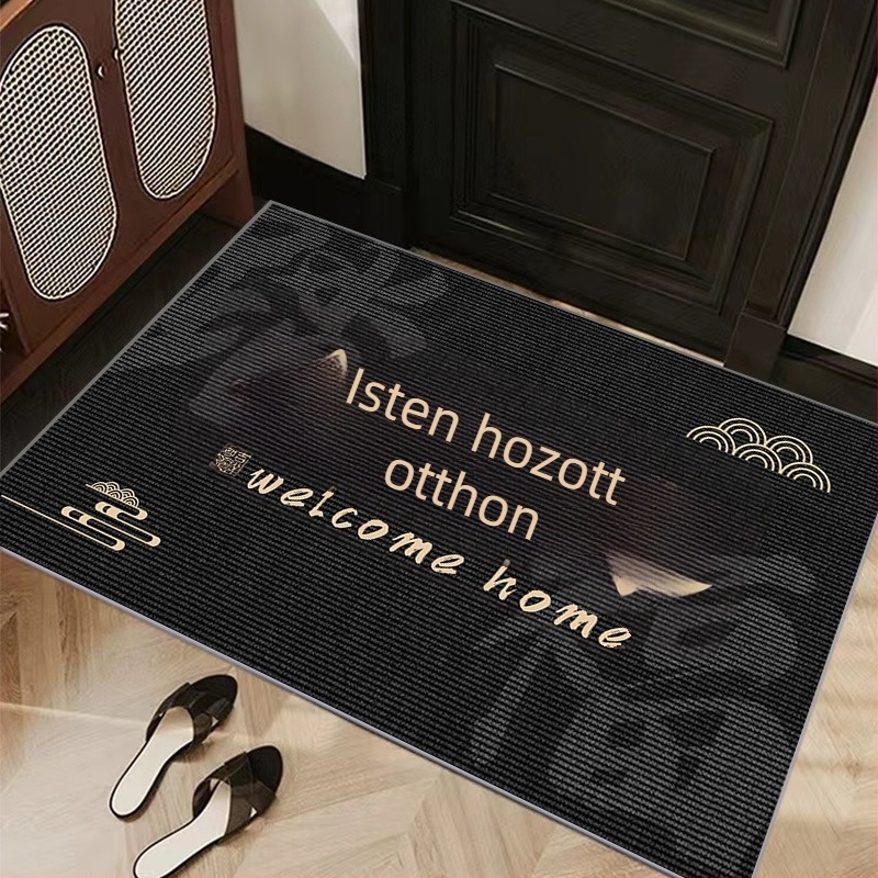 Új kínai stílusú bejárati szőnyeg piros színben, béke és öröm motívumokkal, mosható, foltálló, előszobába és bejárathoz