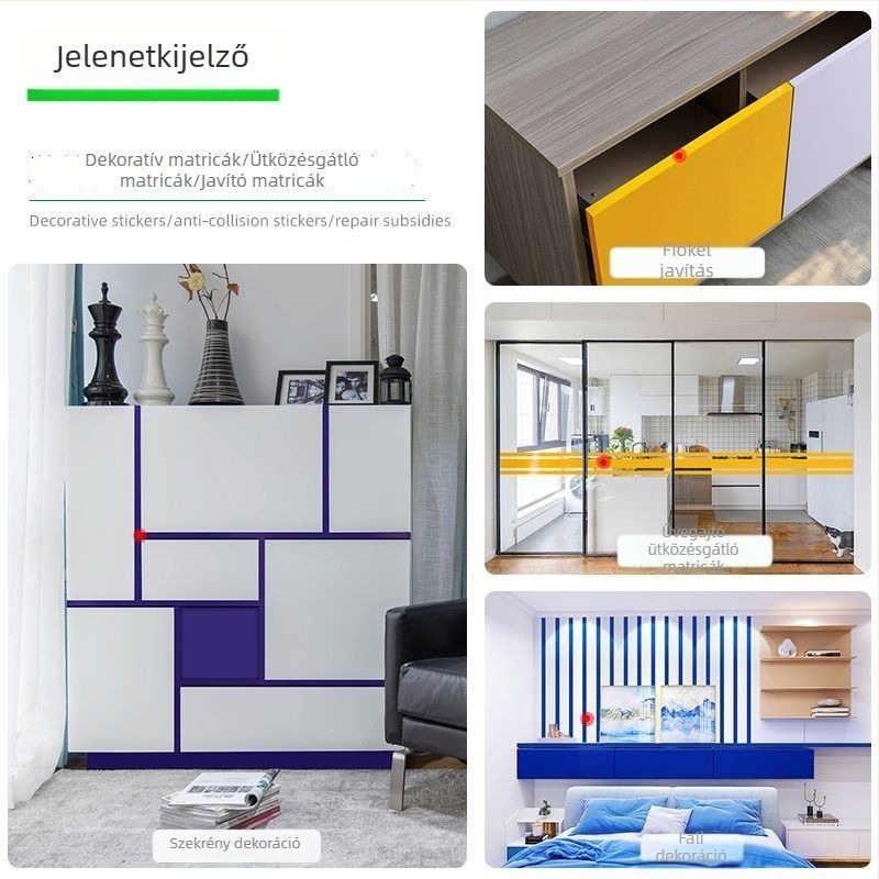 Vörös PVC figyelmeztető szalag üveghez – öntapadós dekoratív falidekor, élzáró szalag, minimalist stílus