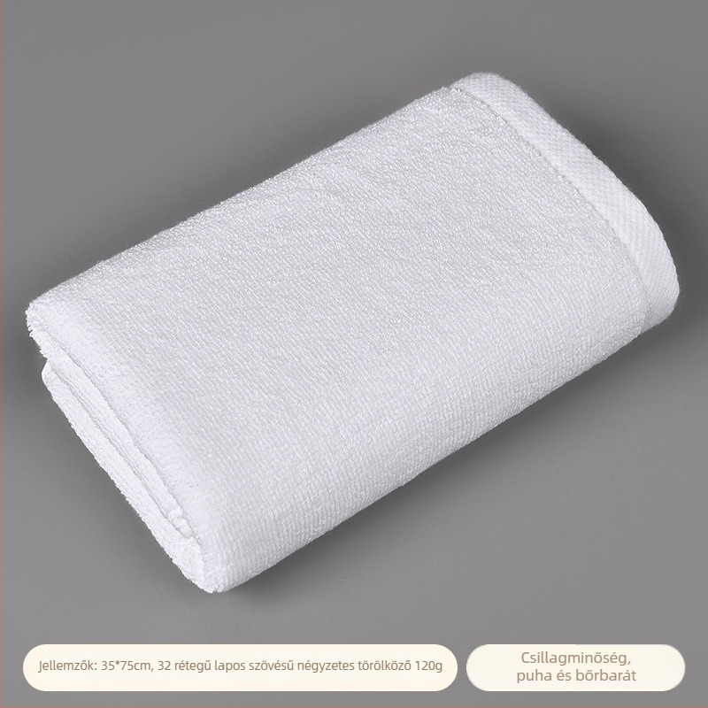 Hotel törölközők, vastag pamutból, szálak 32/21/16s, egyrétegű, 25 g, nedvszívás 0–5 s