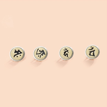 S925 ezüst Zodiákus Buddha gomb spacer – olajos felület DIY karkötő kiegészítő
