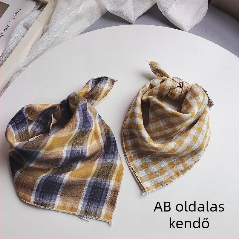 Gyerekeknek való pamut négyszögletes sál - kockás minta, jacquard szövet, dekoratív