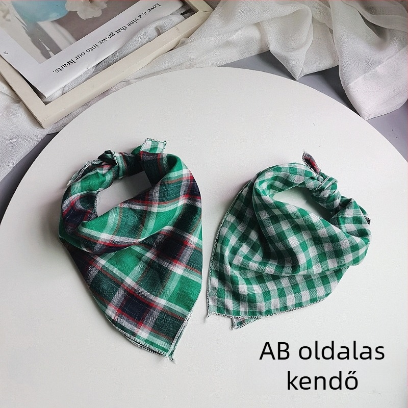 Gyerekeknek való pamut négyszögletes sál - kockás minta, jacquard szövet, dekoratív