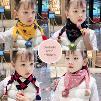 Háromszög alakú gyerek kendő, pamut, dekoratív, jacquard kötés, japán-koreai édes stílus, télen, tavasszal és ősszel