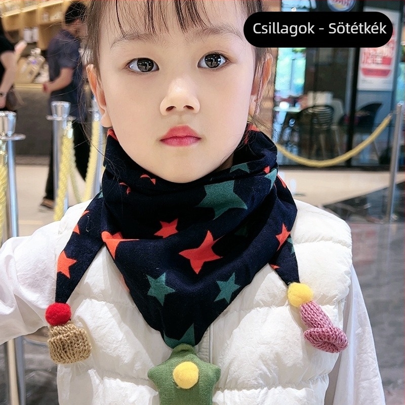 Háromszög alakú gyerek kendő, pamut, dekoratív, jacquard kötés, japán-koreai édes stílus, télen, tavasszal és ősszel