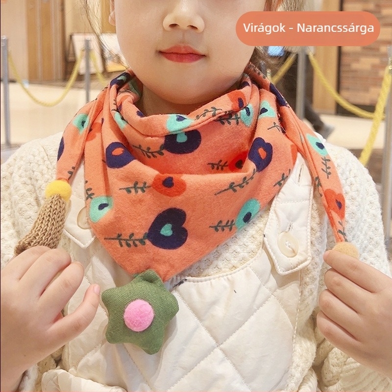 Háromszög alakú gyerek kendő, pamut, dekoratív, jacquard kötés, japán-koreai édes stílus, télen, tavasszal és ősszel
