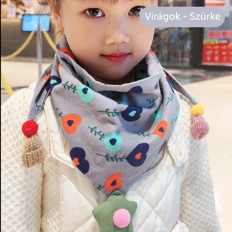 Háromszög alakú gyerek kendő, pamut, dekoratív, jacquard kötés, japán-koreai édes stílus, télen, tavasszal és ősszel