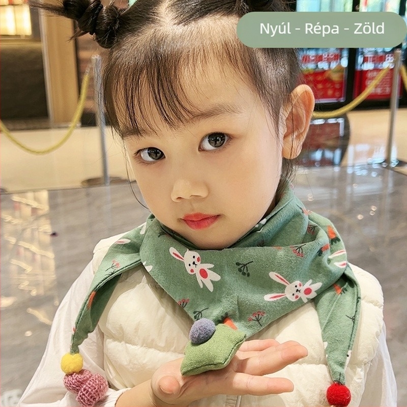 Háromszög alakú gyerek kendő, pamut, dekoratív, jacquard kötés, japán-koreai édes stílus, télen, tavasszal és ősszel