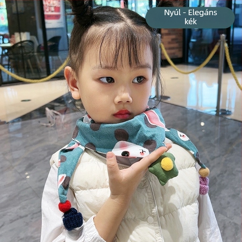 Háromszög alakú gyerek kendő, pamut, dekoratív, jacquard kötés, japán-koreai édes stílus, télen, tavasszal és ősszel