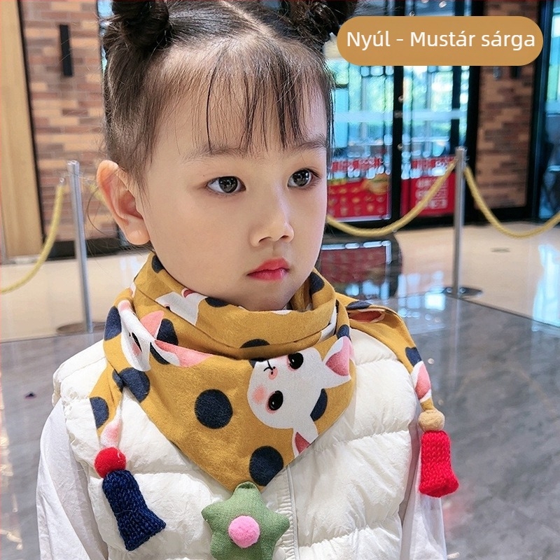Háromszög alakú gyerek kendő, pamut, dekoratív, jacquard kötés, japán-koreai édes stílus, télen, tavasszal és ősszel