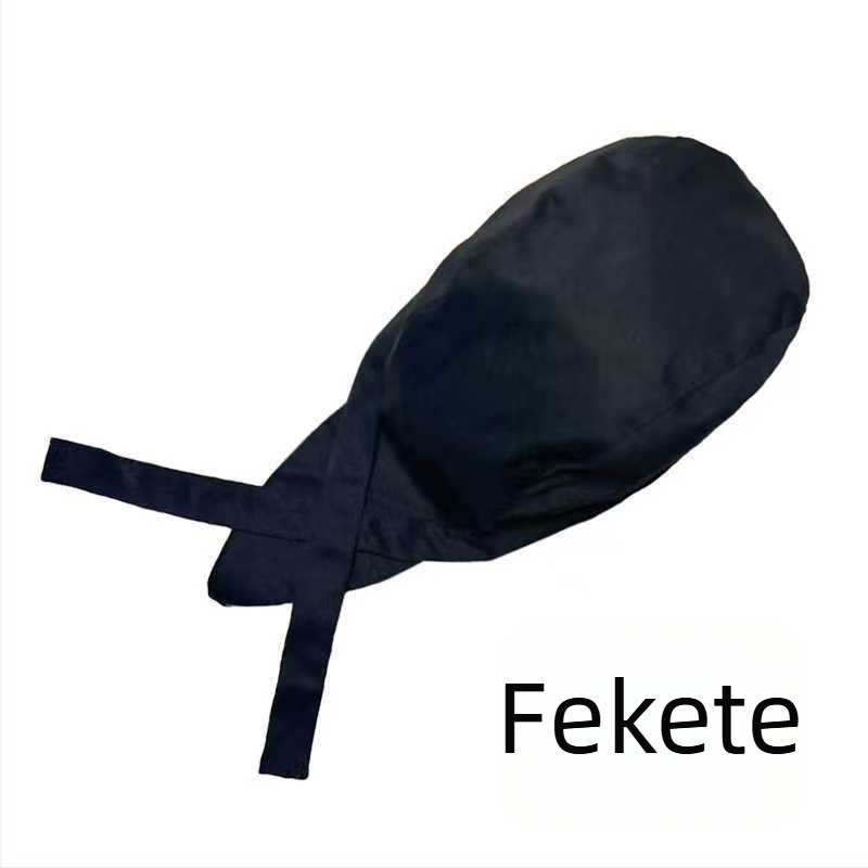 Pamut szakácssapka sávos mintával, warp knitted konstrukció, kupola alakú fejfedő, állítható fejkendő