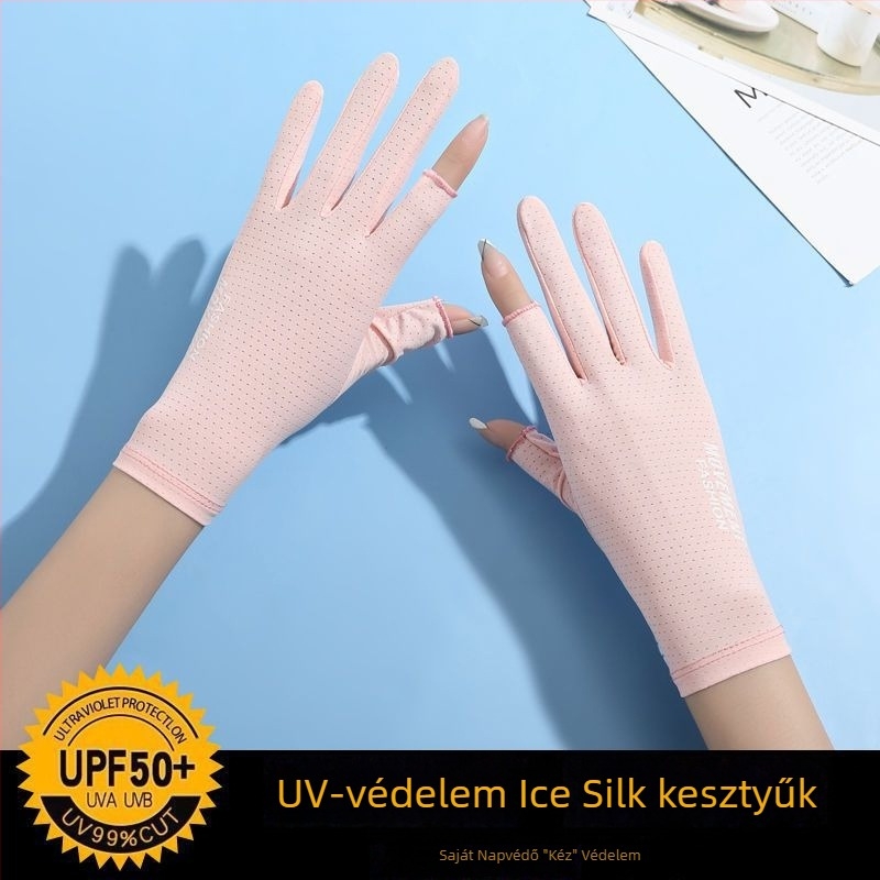 Női napvédő kesztyűk - UV védelem, csúszásmentes, légáteresztő, érintésérzékelő képernyő-kompatibilis; Anyag: Egyéb