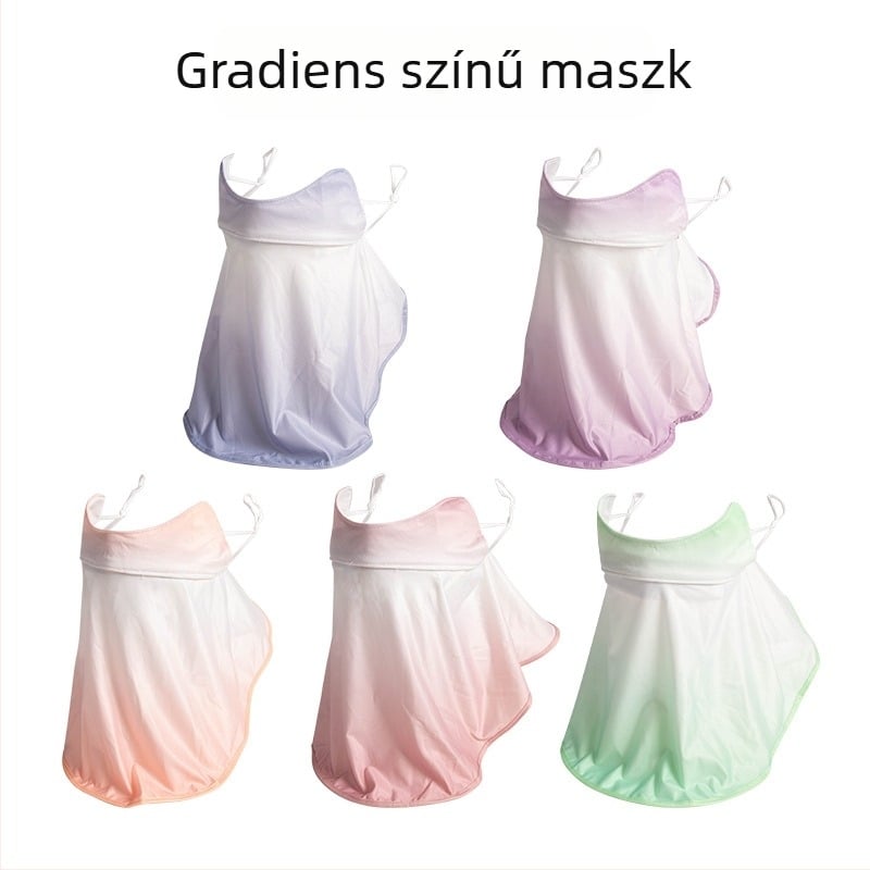 Teljes arcfedő UV-szűrő maszk nőknek, Ice Silk anyag, nylon alap, legfeljebb 10% spandex, koreai stílusú félarcú védő kültéri kerékpározáshoz