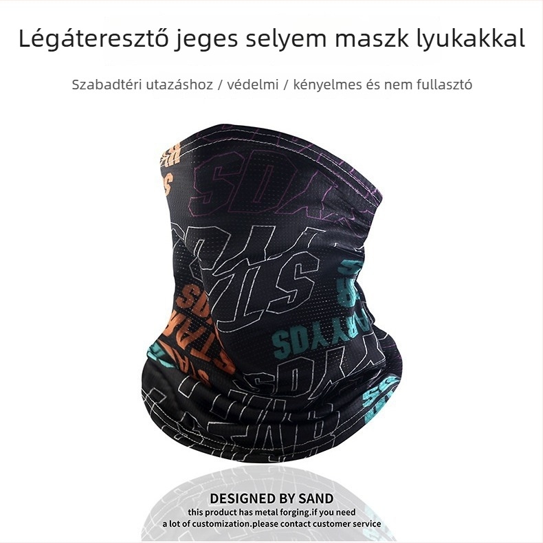 Nyári kerékpáros arcmaszk légáteresztő UV védelemmel, Ice Silk anyag, utcai/hip-hop stílus, félfedés