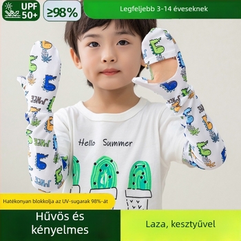 Gyerekeknek készült UV-védő Ice Silk kar- és alkarhüvely, csúszásmentes, lélegző nyári viselet
