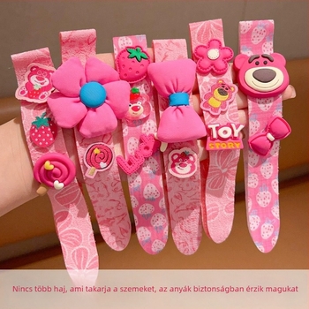 Dharma Star Gyerek hajpánt cartoon virág motívummal – kézzel készített, textil anyag, Velcro, titánium kristályok (Textil • Kézzel készített • Velcro • Titánium kristályok)