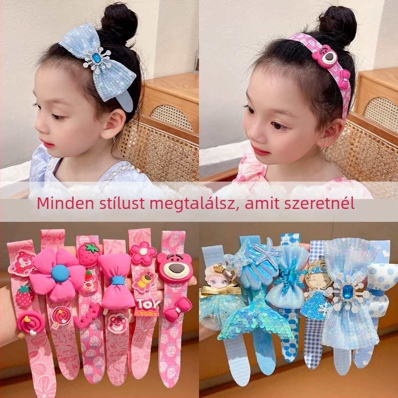 Dharma Star Gyerek hajpánt cartoon virág motívummal – kézzel készített, textil anyag, Velcro, titánium kristályok (Textil • Kézzel készített • Velcro • Titánium kristályok)