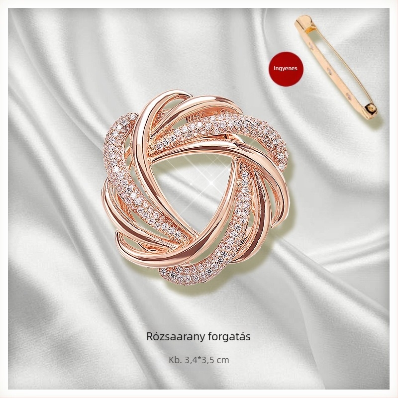 Sálkapocs és brooch virágos díszítéssel, ötvözet, aranyozott bevonattal, testre szabható