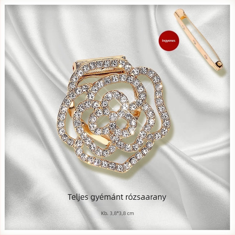 Sálkapocs és brooch virágos díszítéssel, ötvözet, aranyozott bevonattal, testre szabható