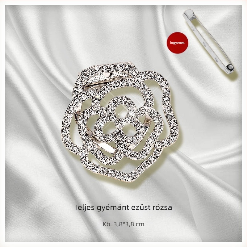 Sálkapocs és brooch virágos díszítéssel, ötvözet, aranyozott bevonattal, testre szabható