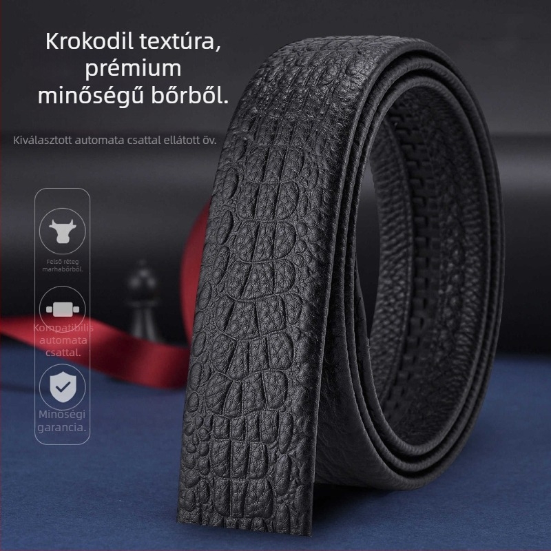 Férfi öv automata csattal – üzleti casual, szabadidő stílus, 2025 tavasz, Qingqi Paul