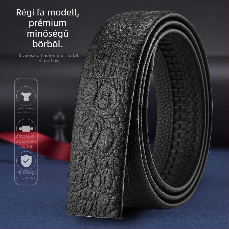 Férfi öv automata csattal – üzleti casual, szabadidő stílus, 2025 tavasz, Qingqi Paul