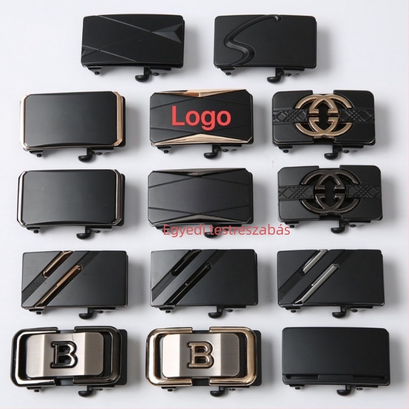 Férfi automata övcsat, ötvözet, téglalap alakú, betűs minta, testreszabható