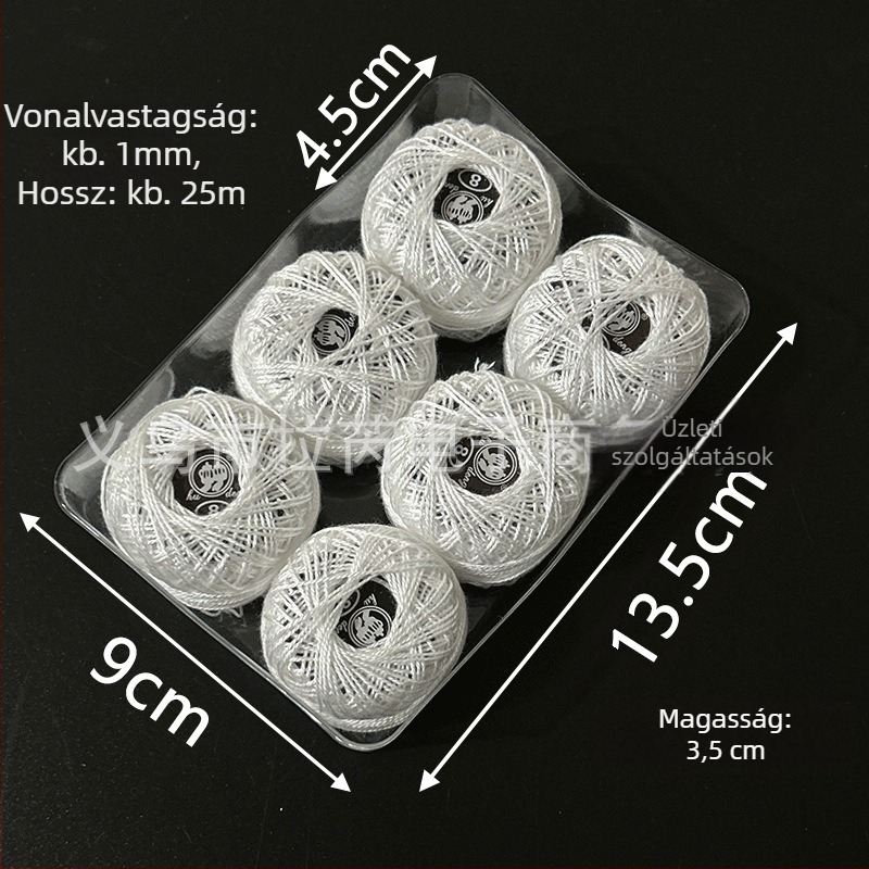 Hímzőfonal | Laurie, Lr-7789; monokróm dobozos keresztszemes fonal DIY Temari gömbhímzéshez, No. 8 csipke fonal, 62 g, modern/otthoni stílus, testreszabott doboz